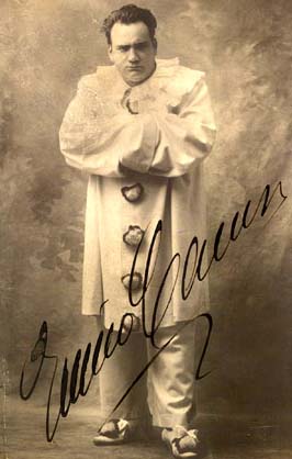 The great tenor Enrico Caruso in the Pagliacci lead role, c. 1904