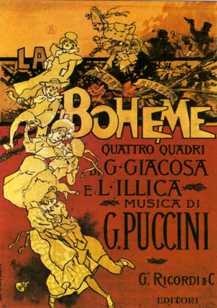 Poster from 1896 advertising La Boheme