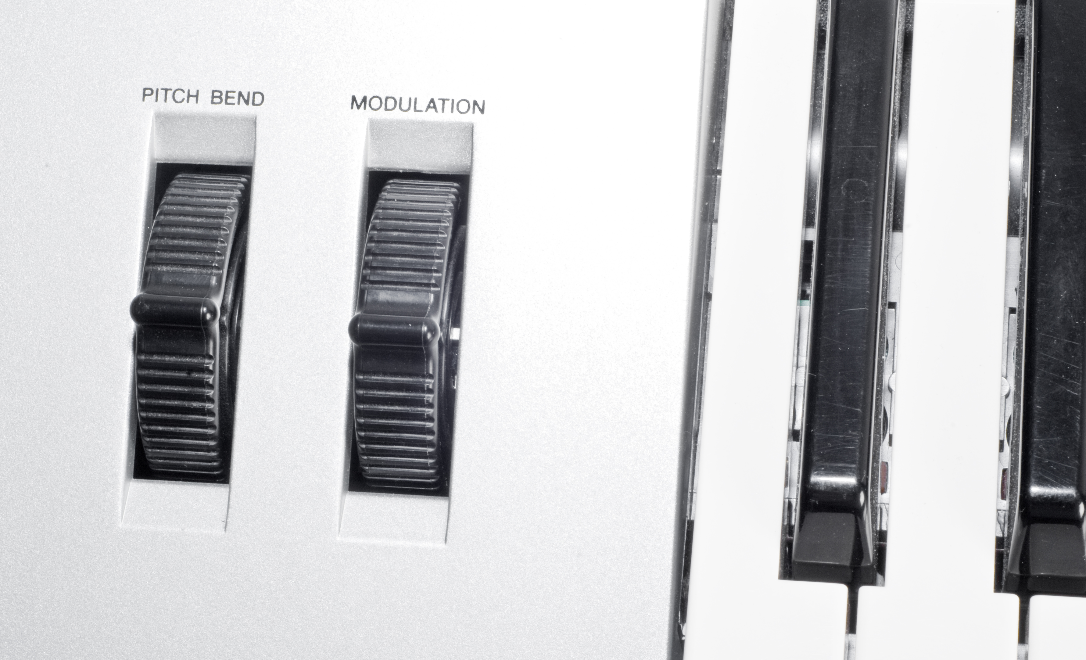 Pitch Bend and Modulation wheels in a synthesizer