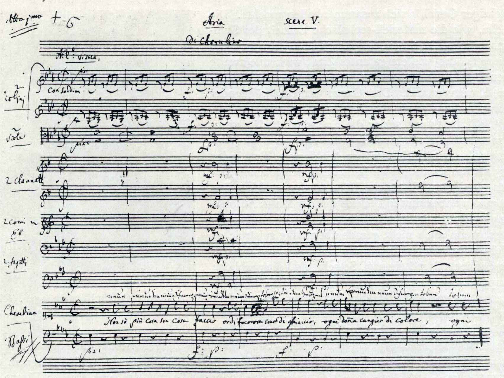 Manuscript from The Marriage of Figaro