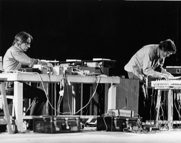 John Cage (1912-1992), right, manipulating electronic sound equipment in 1971 with fellow composer David Tudor (1926-1996)